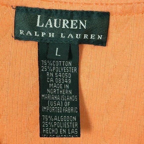 Lauren Ralph Lauren Women’s Orange Cable Knit 3/4 Sleeve Cardigan Sweater Size L - Picture 3 of 7